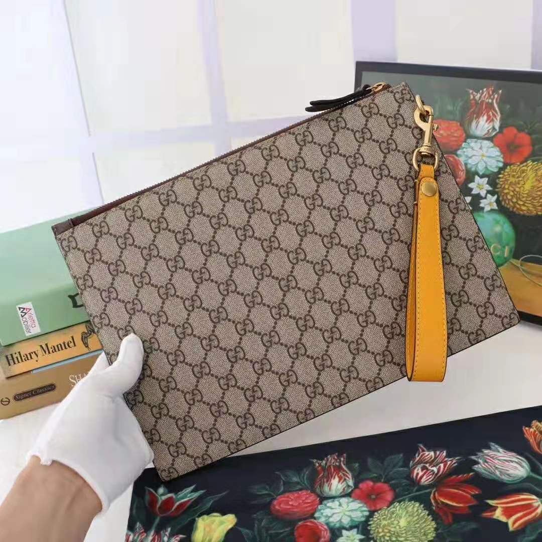 G*u*i gg unisex neo vintage gg supreme pouch in beige/ebony gg supreme canvas