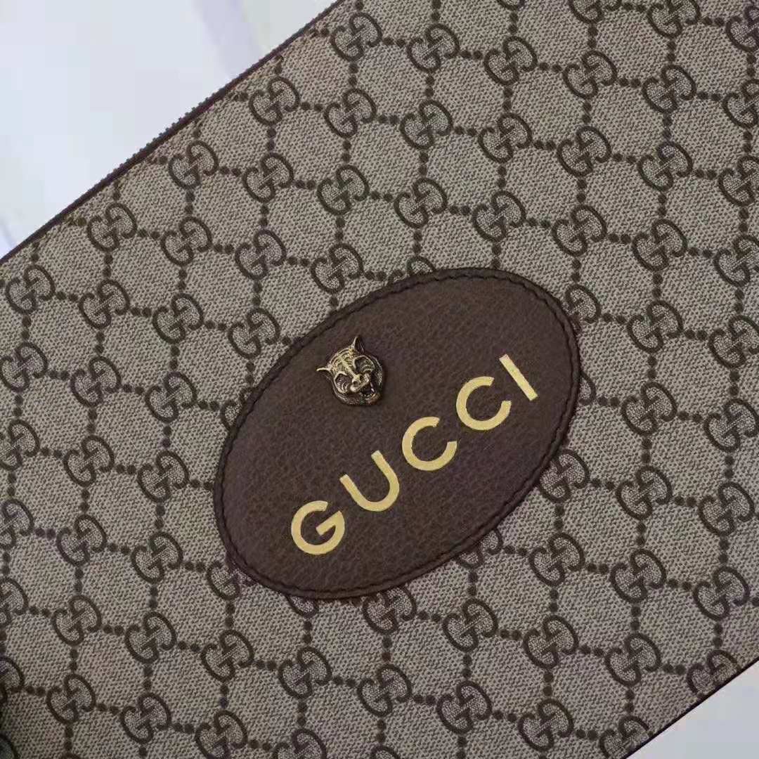 G*u*i gg unisex neo vintage gg supreme pouch in beige/ebony gg supreme canvas