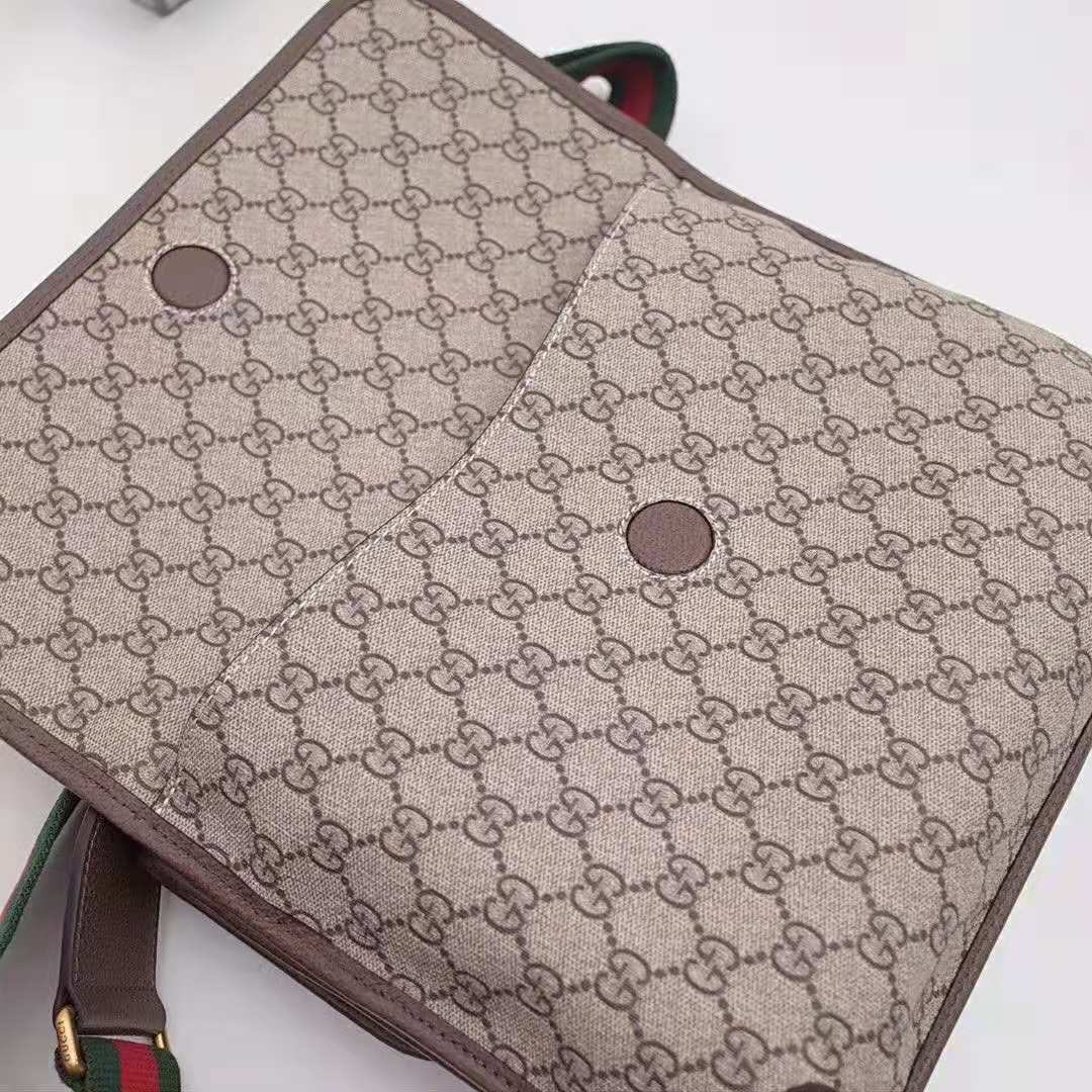 G*u*i gg unisex neo vintage messenger bag in beige/ebony gg supreme canvas