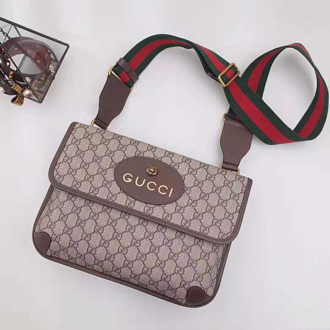 G*u*i gg unisex neo vintage messenger bag in beige/ebony gg supreme canvas