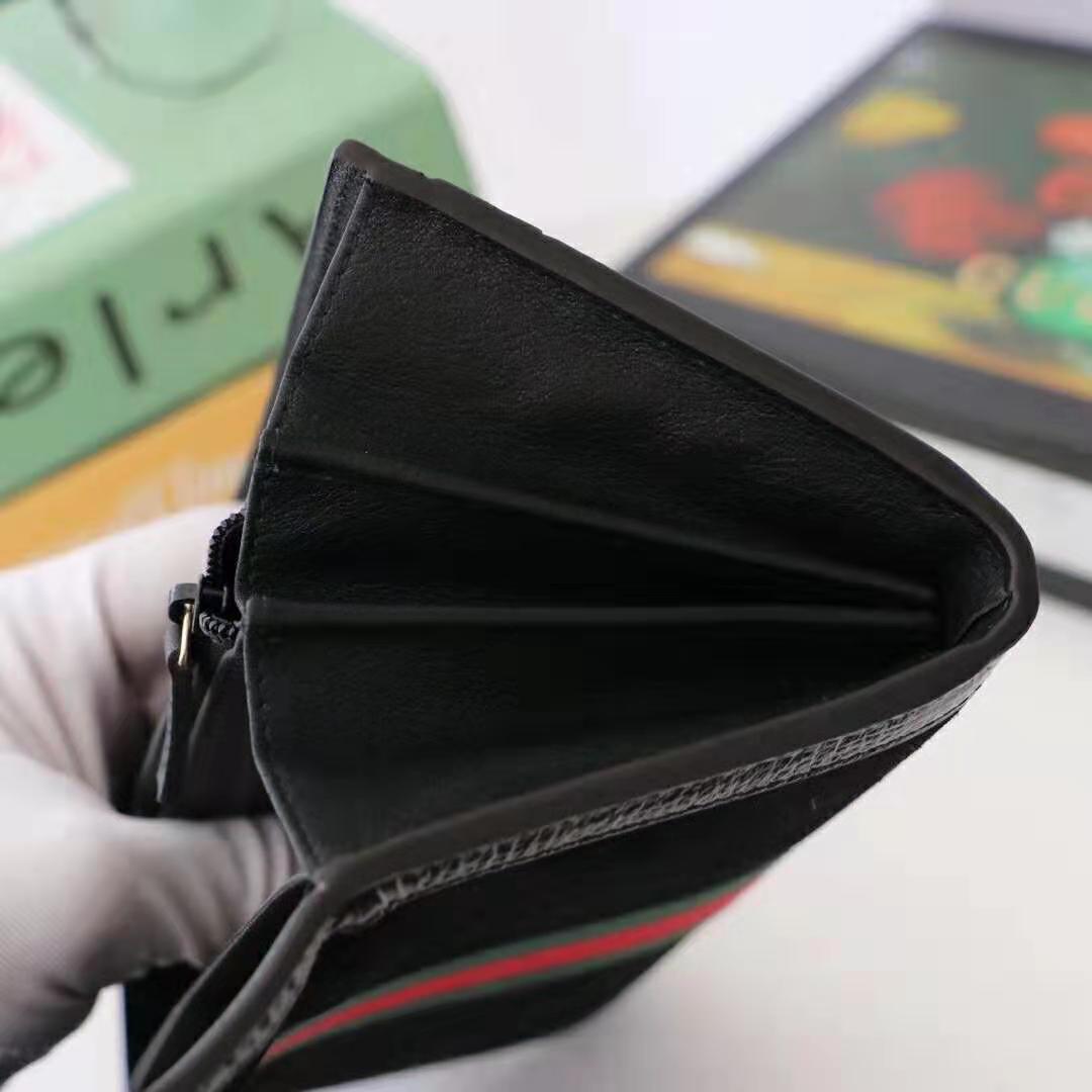 G*u*i gg unisex ophidia continental wallet in black suede leather