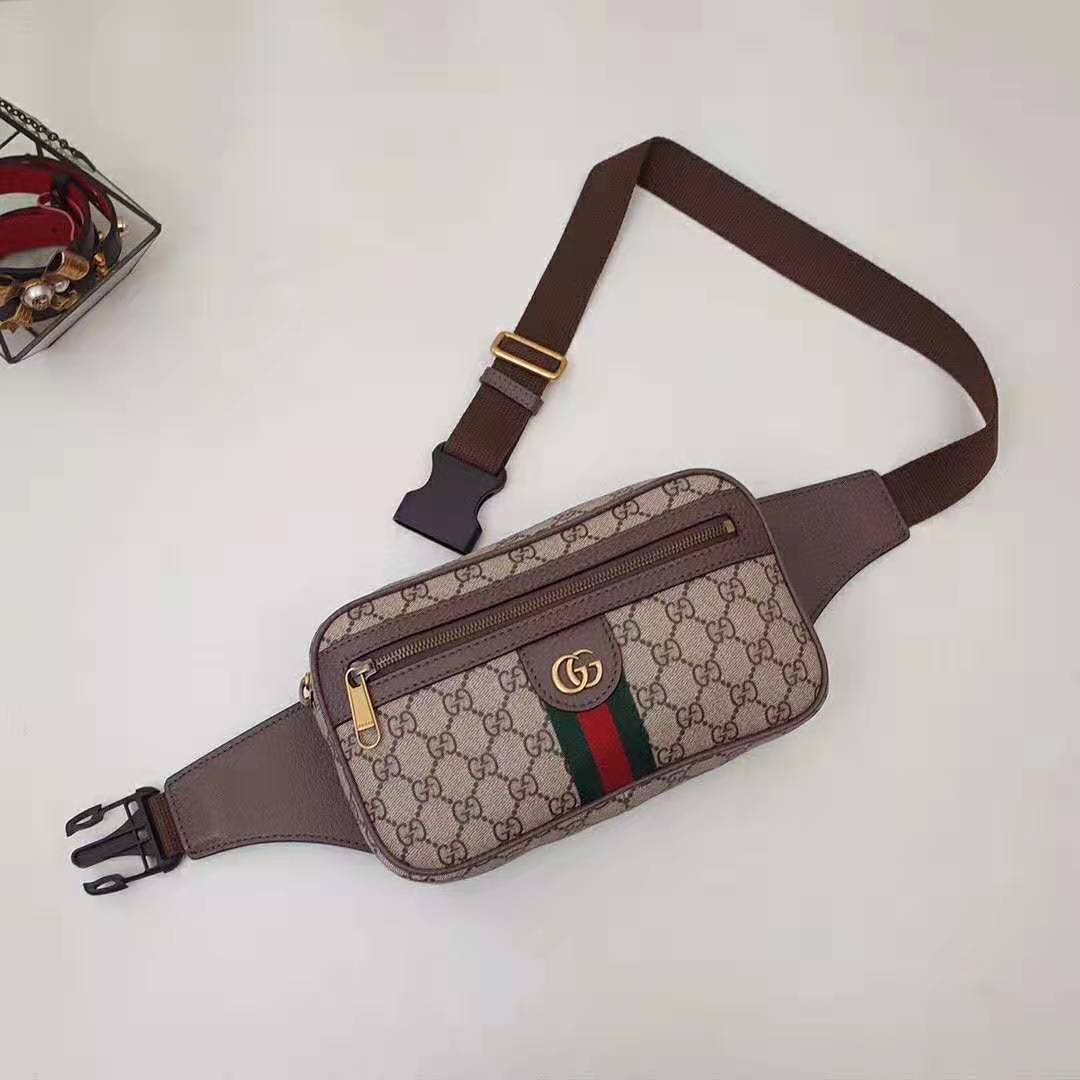 G*u*i gg unisex ophidia gg belt bag in beige/ebony soft gg supreme canvas