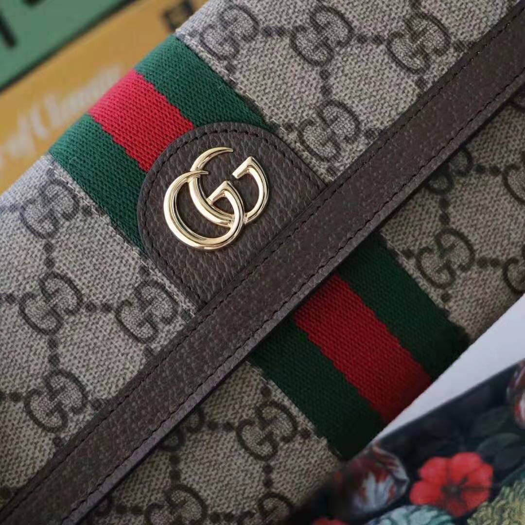 G*u*i gg unisex ophidia gg continental wallet in beige/ebony gg supreme canvas