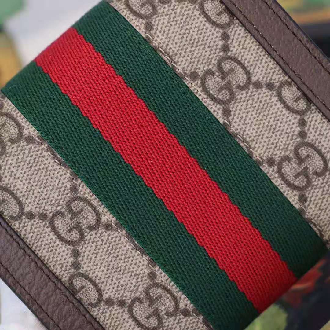 G*u*i gg unisex ophidia gg french flap wallet in beige/ebony gg supreme canvas
