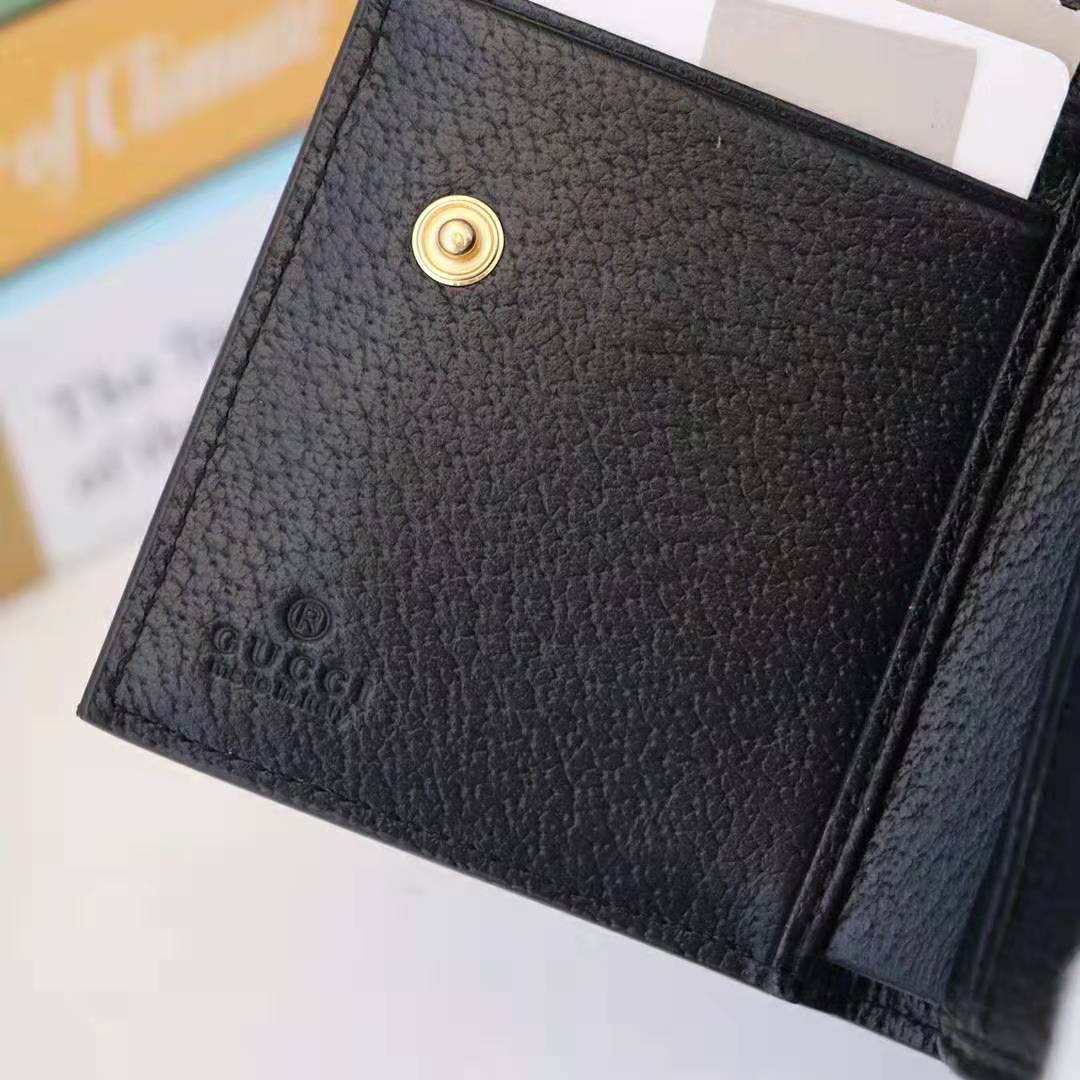 G*u*i gg unisex ophidia gg french flap wallet in black leather