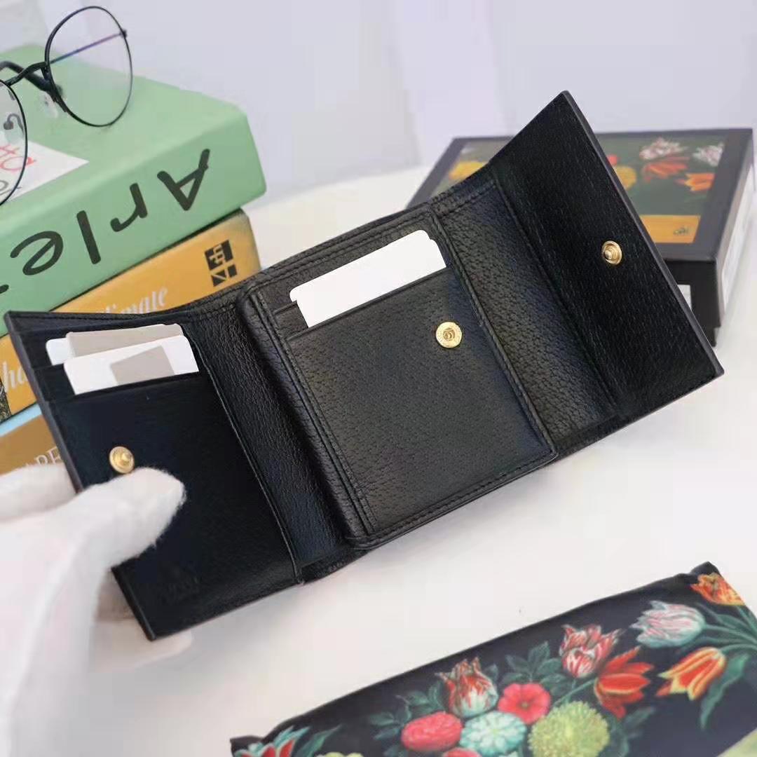 G*u*i gg unisex ophidia gg french flap wallet in black leather
