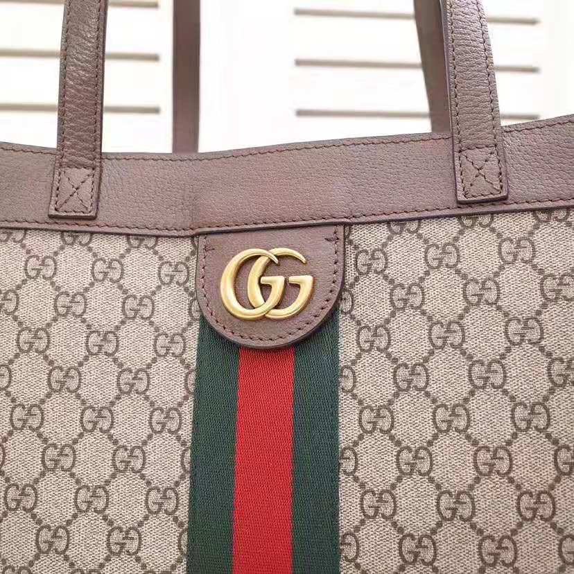 G*u*i gg unisex ophidia gg tote in beige/ebony gg supreme canvas