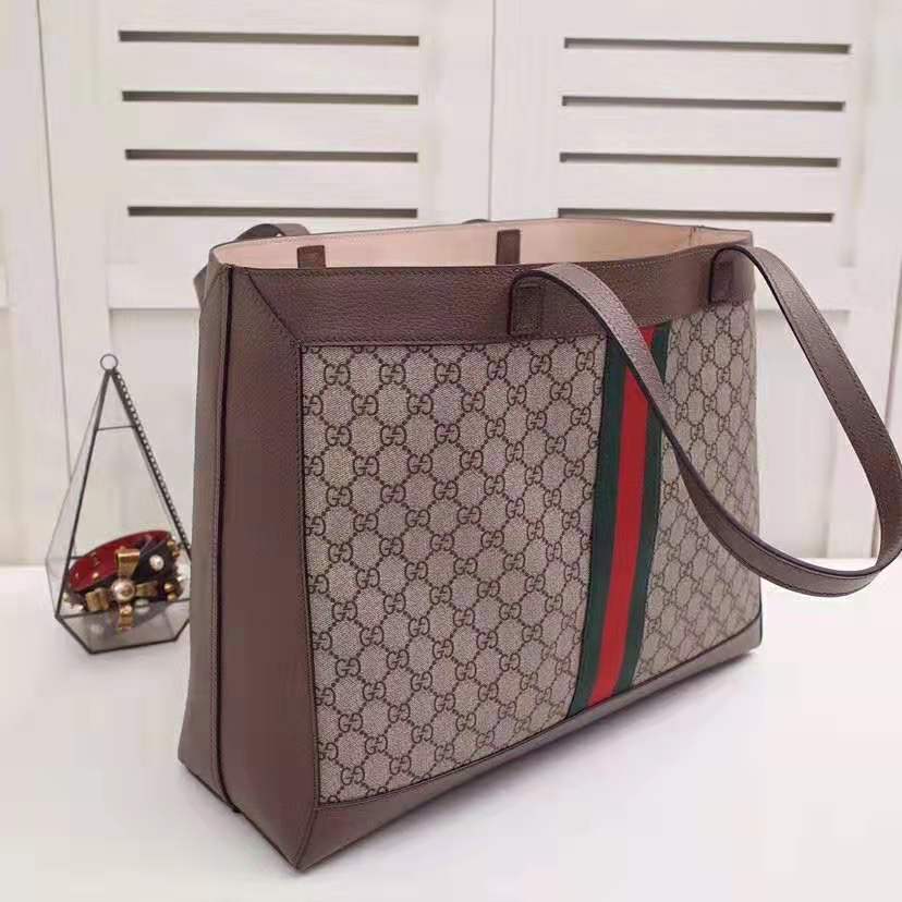 G*u*i gg unisex ophidia gg tote in beige/ebony gg supreme canvas