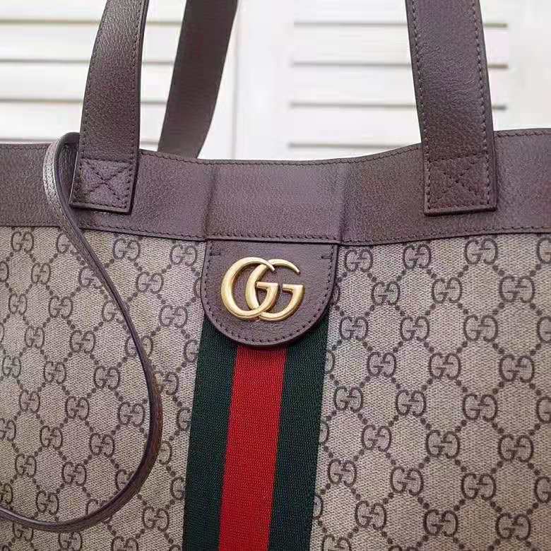 G*u*i gg unisex ophidia soft gg supreme large tote in beige/ebony gg supreme canvas