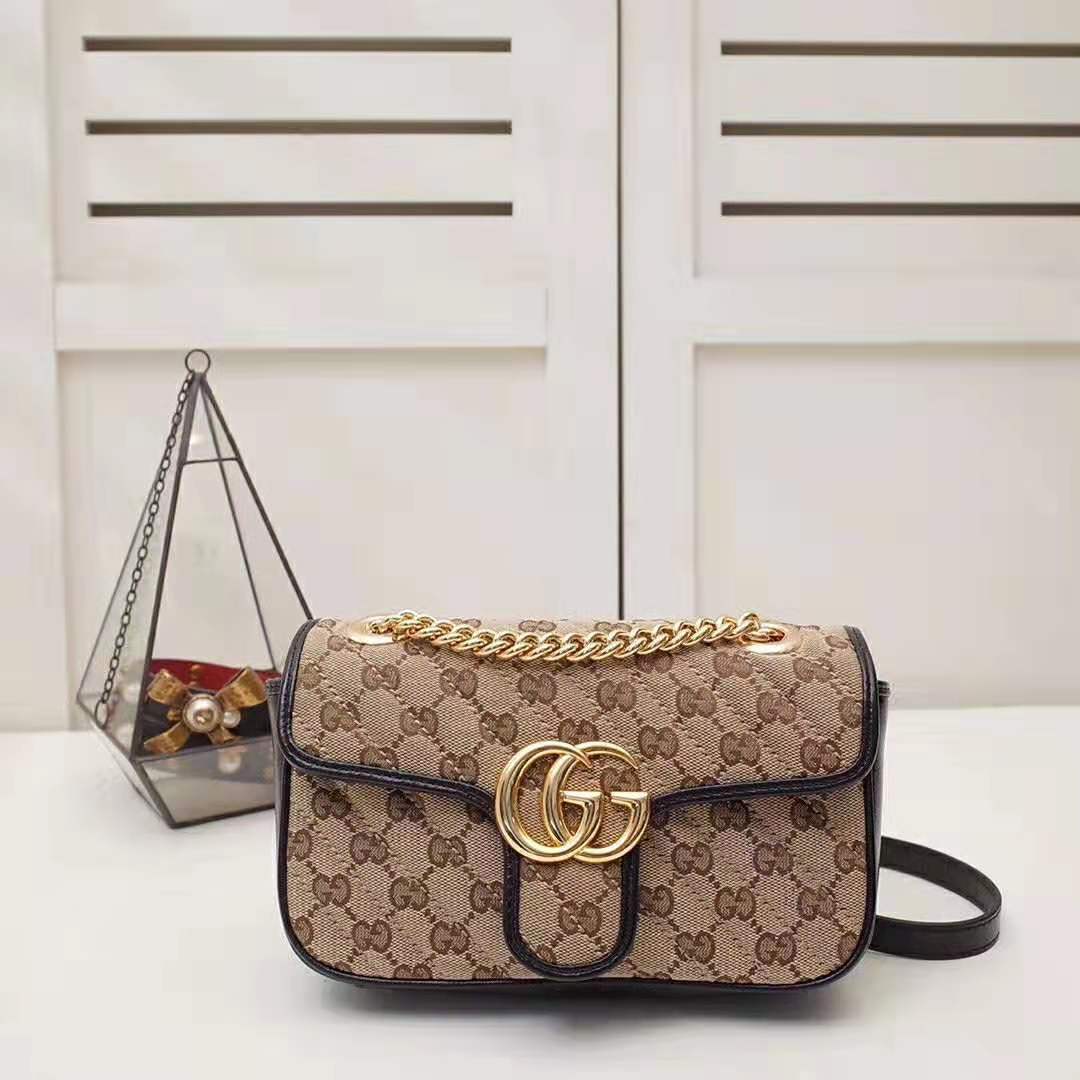 G*u*i gg women gg marmont mini bag in beige/ebony original gg canvas