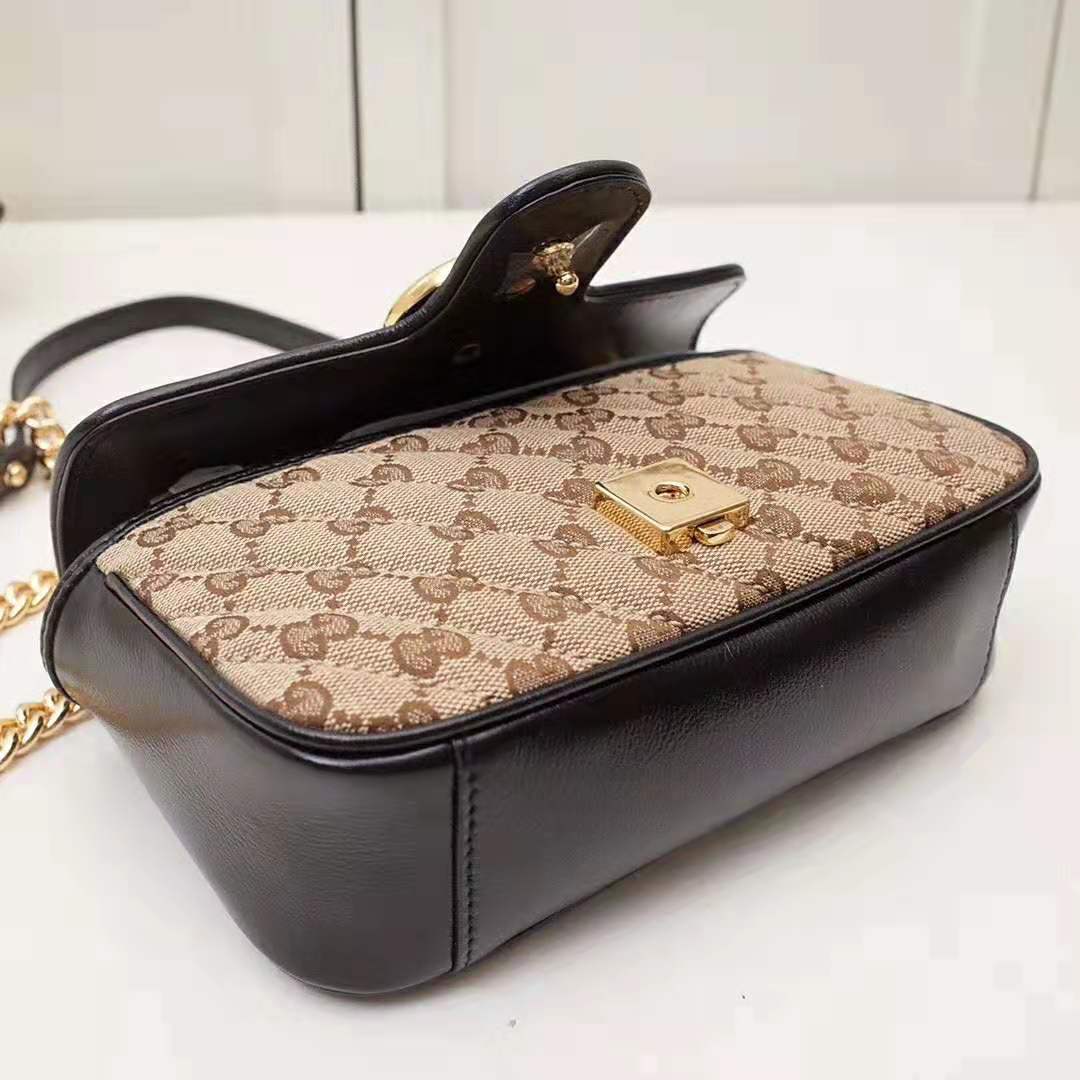 G*u*i gg women gg marmont mini bag in beige/ebony original gg canvas