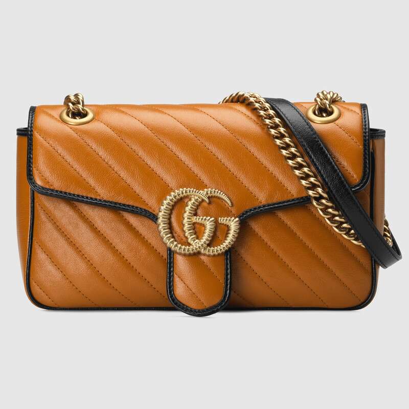 G*u*i gg women gg marmont small shoulder bag in diagonal matelassé leather