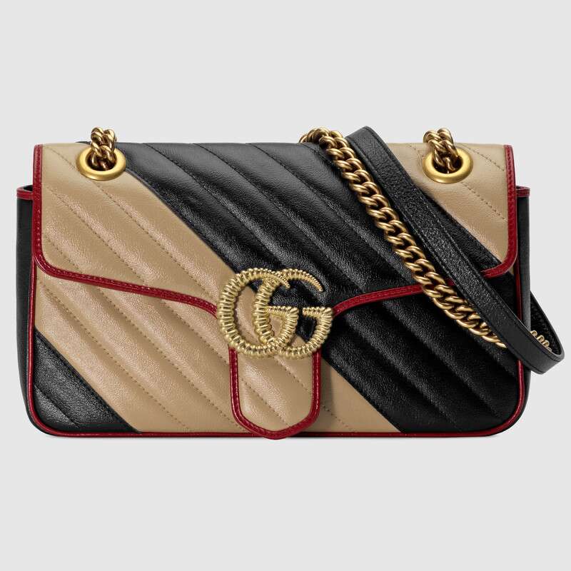 G*u*i gg women gg marmont small shoulder bag in diagonal matelassé leather