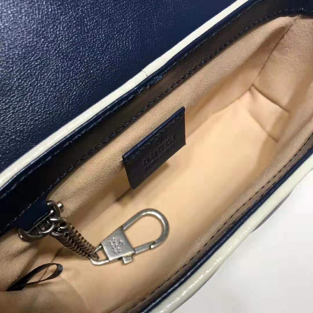G*u*i gg women gg marmont super mini bag in blue diagonal matelassé leather