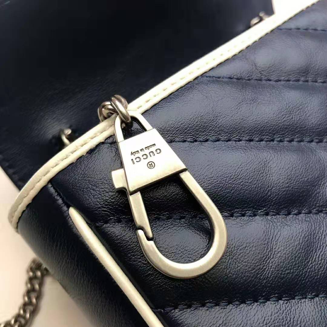 G*u*i gg women gg marmont super mini bag in blue diagonal matelassé leather