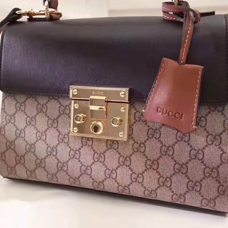 G*u*i gg women gg padlock small gg top handle bag in beige gg supreme canvas