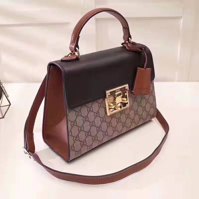G*u*i gg women gg padlock small gg top handle bag in beige gg supreme canvas