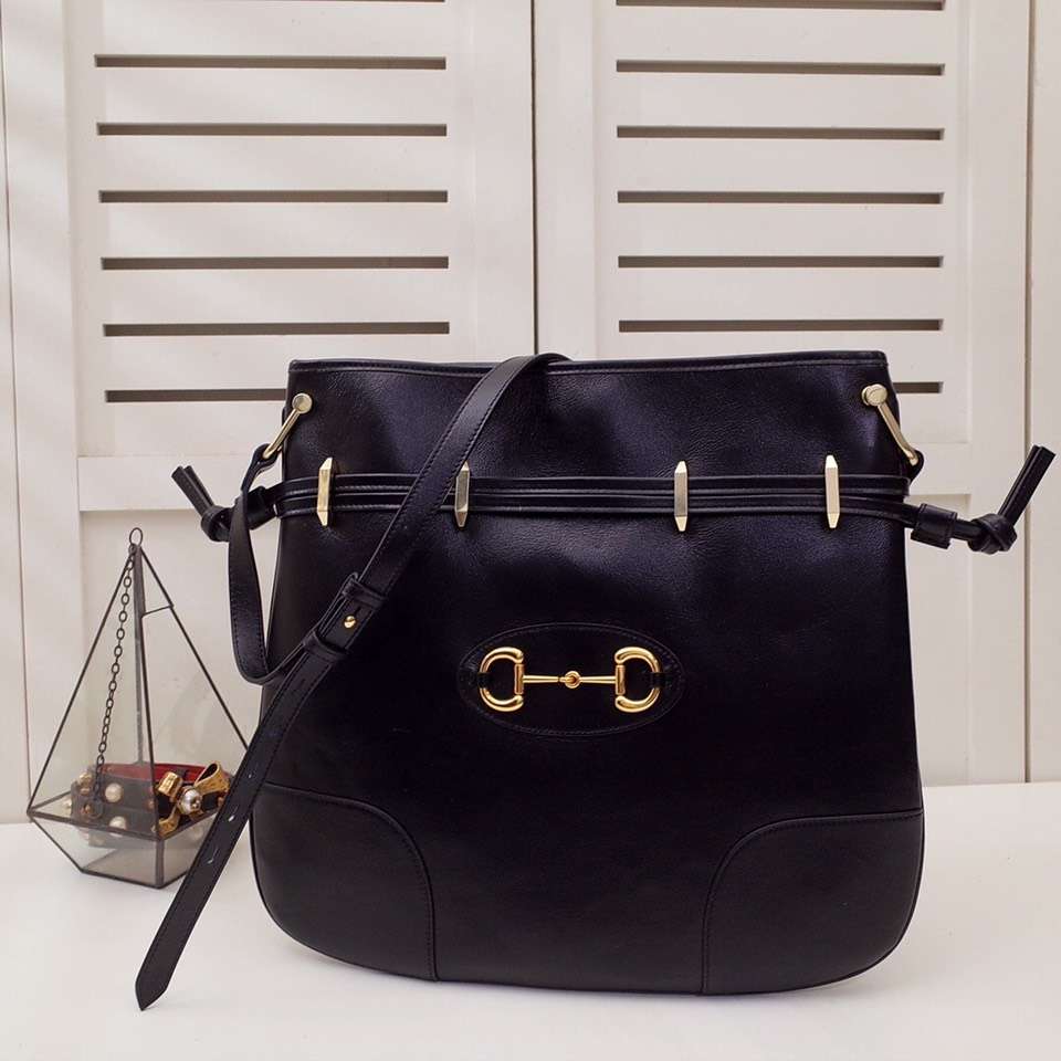 G*u*i gg women G*u*i 1955 horsebit messenger bag in black soft leather