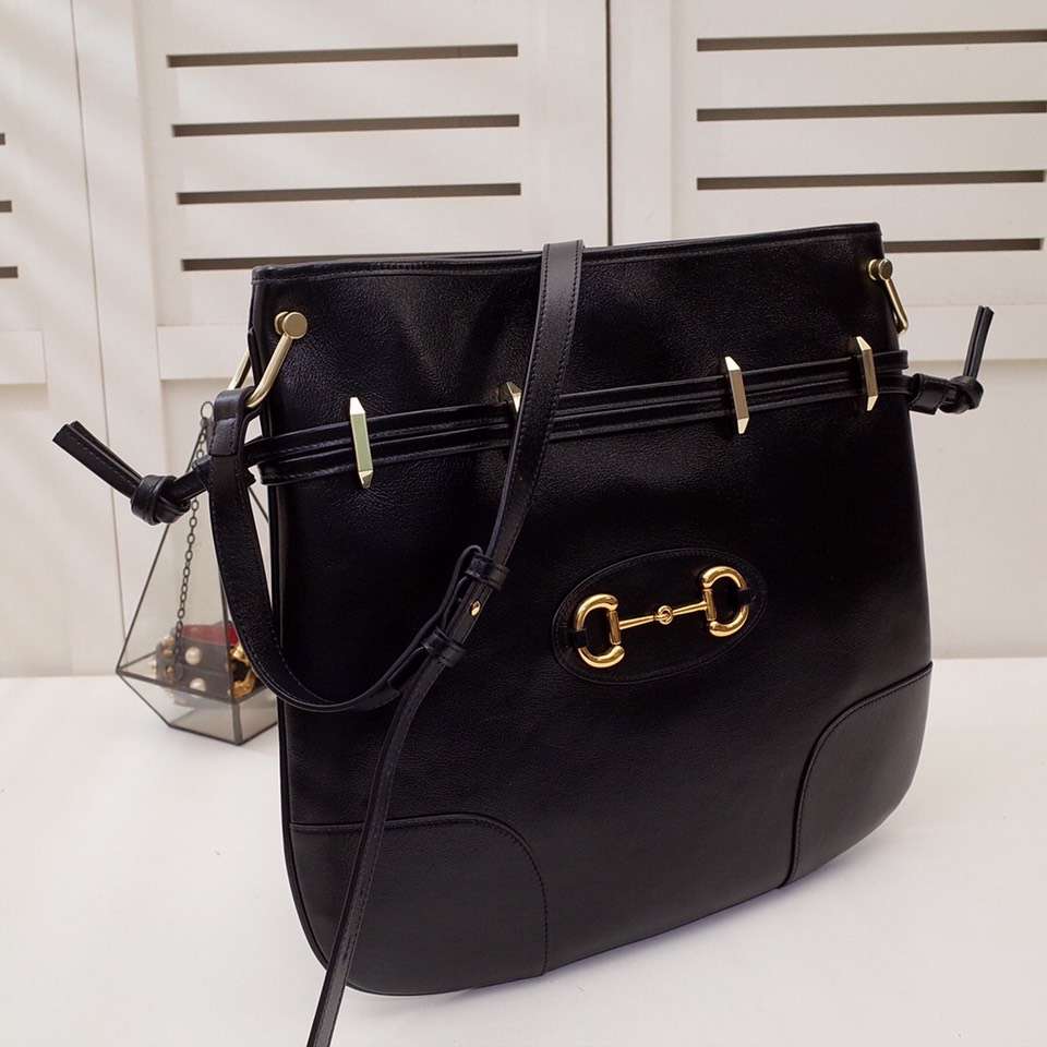 G*u*i gg women G*u*i 1955 horsebit messenger bag in black soft leather