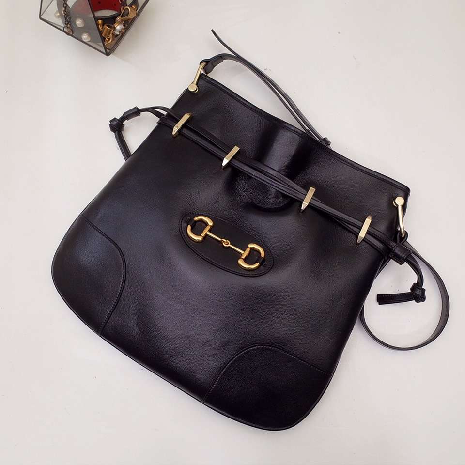 G*u*i gg women G*u*i 1955 horsebit messenger bag in black soft leather