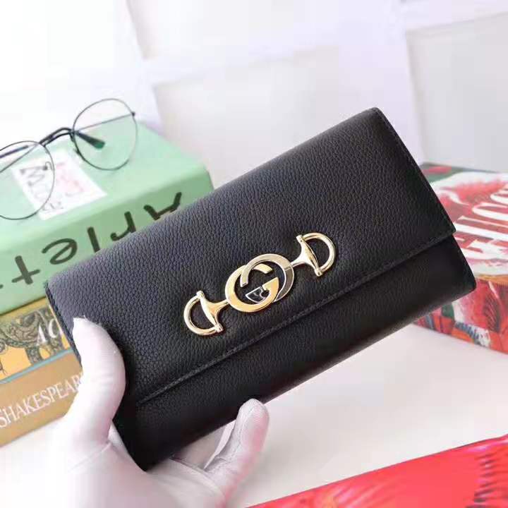 G*u*i gg women G*u*i zumi grainy leather continental wallet-black