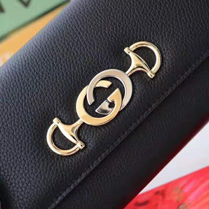 G*u*i gg women G*u*i zumi grainy leather continental wallet-black