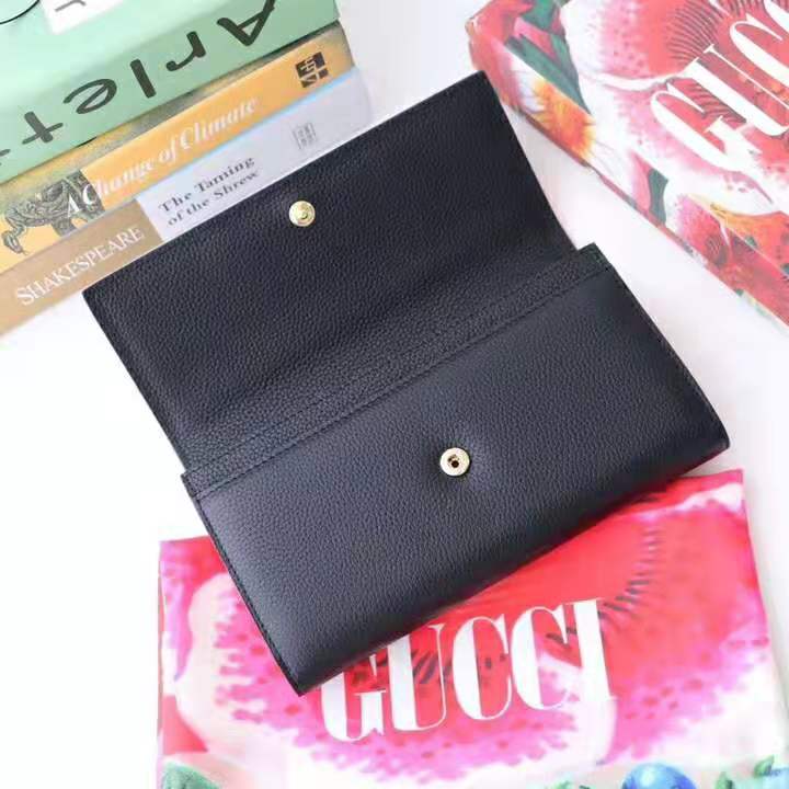 G*u*i gg women G*u*i zumi grainy leather continental wallet-black