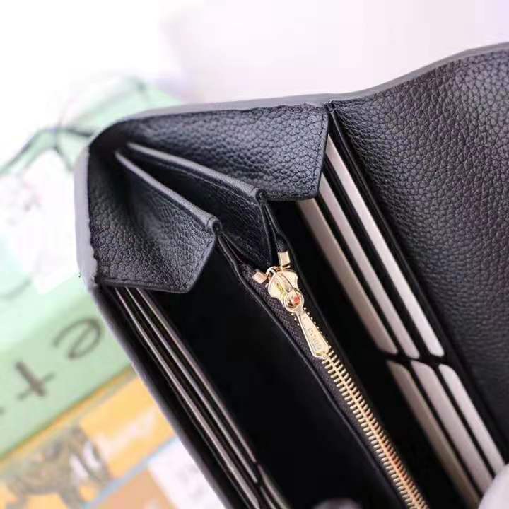 G*u*i gg women G*u*i zumi grainy leather continental wallet-black