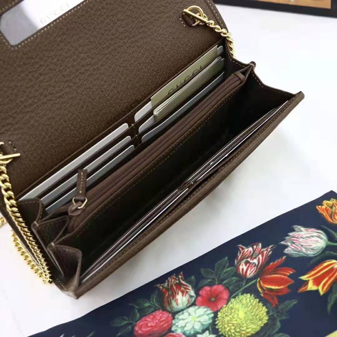 G*u*i gg women ophidia gg chain wallet in beige/ebony gg supreme canvas