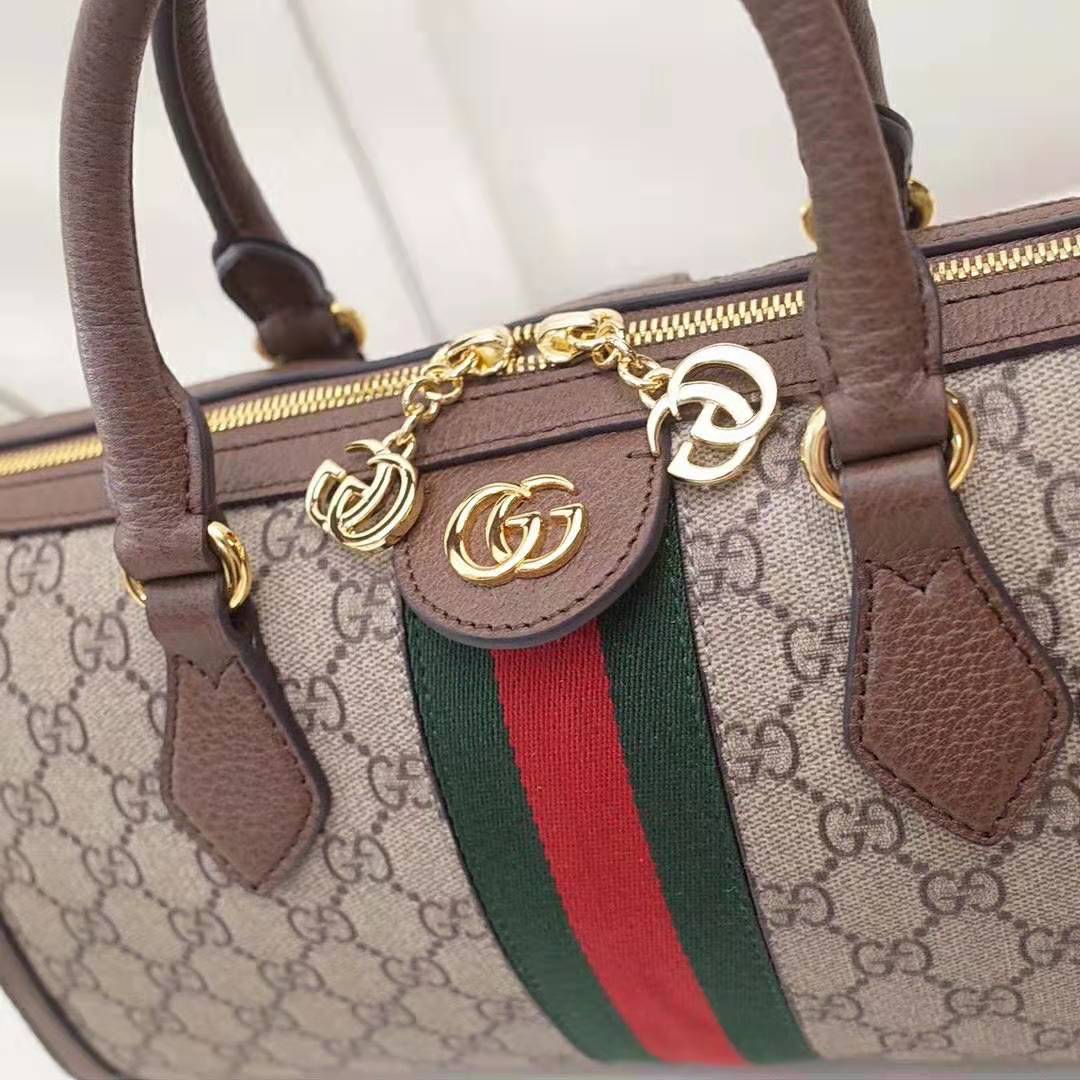 G*u*i gg women ophidia gg medium top handle bag in beige gg supreme canvas