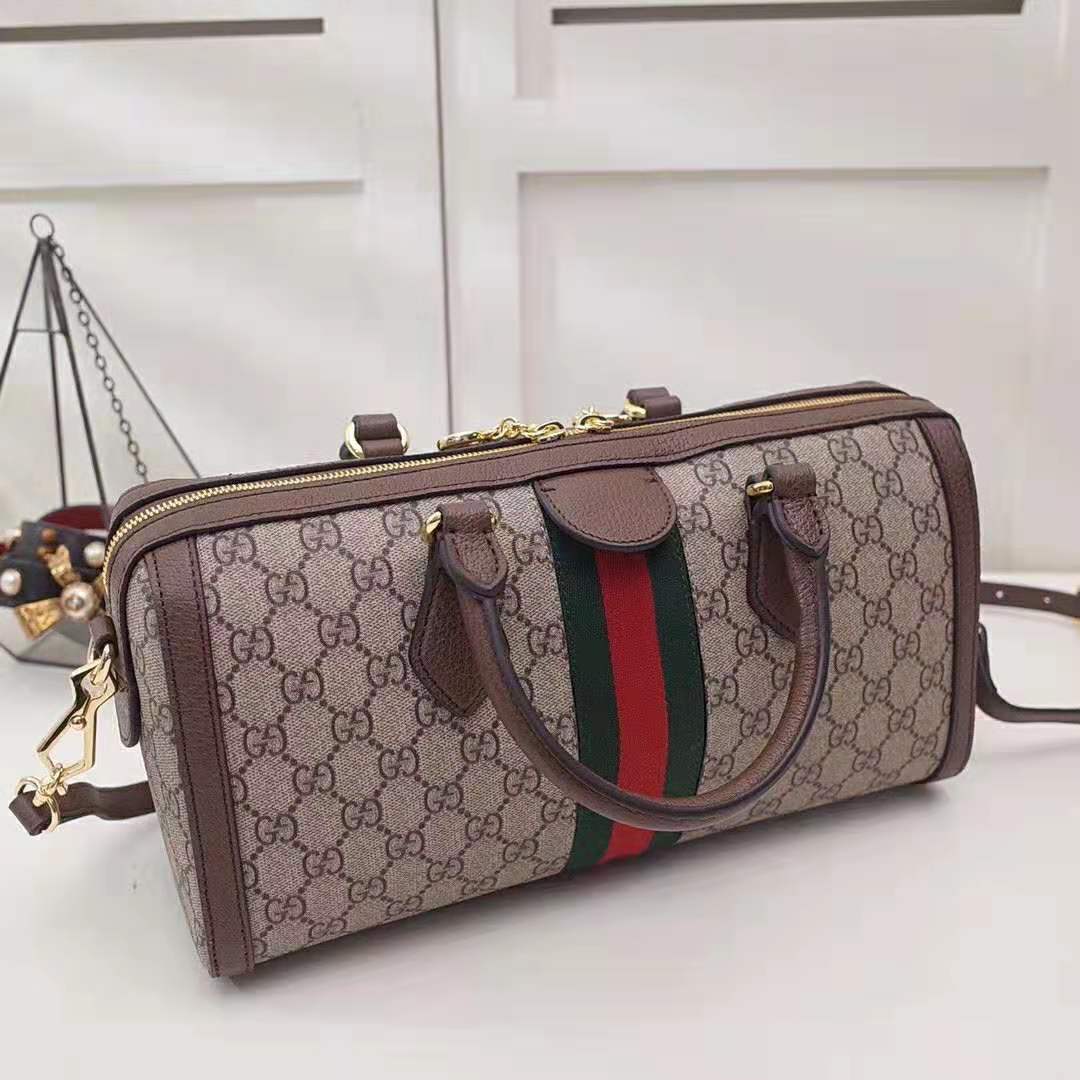 G*u*i gg women ophidia gg medium top handle bag in beige gg supreme canvas