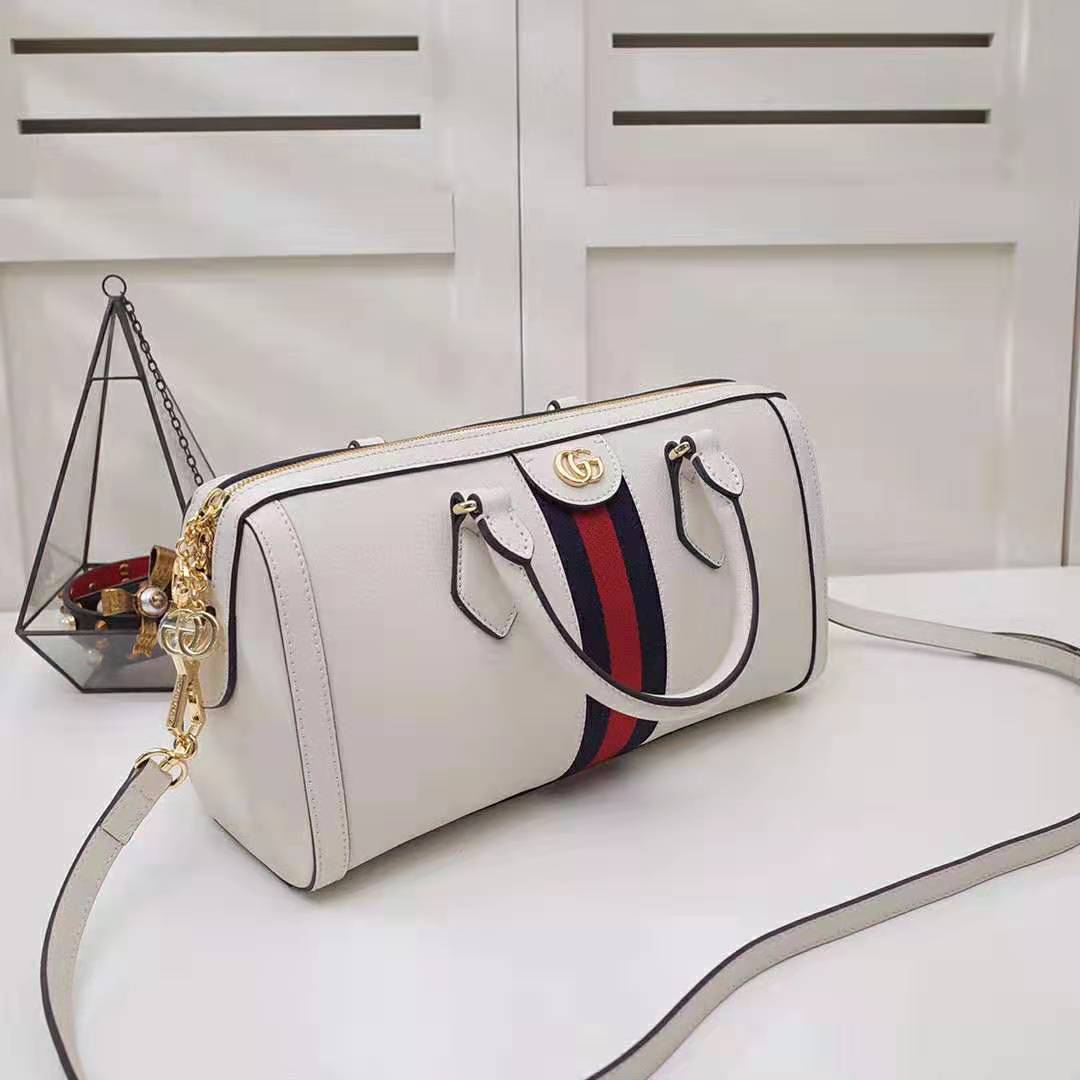 G*u*i gg women ophidia medium top handle bag in white leather