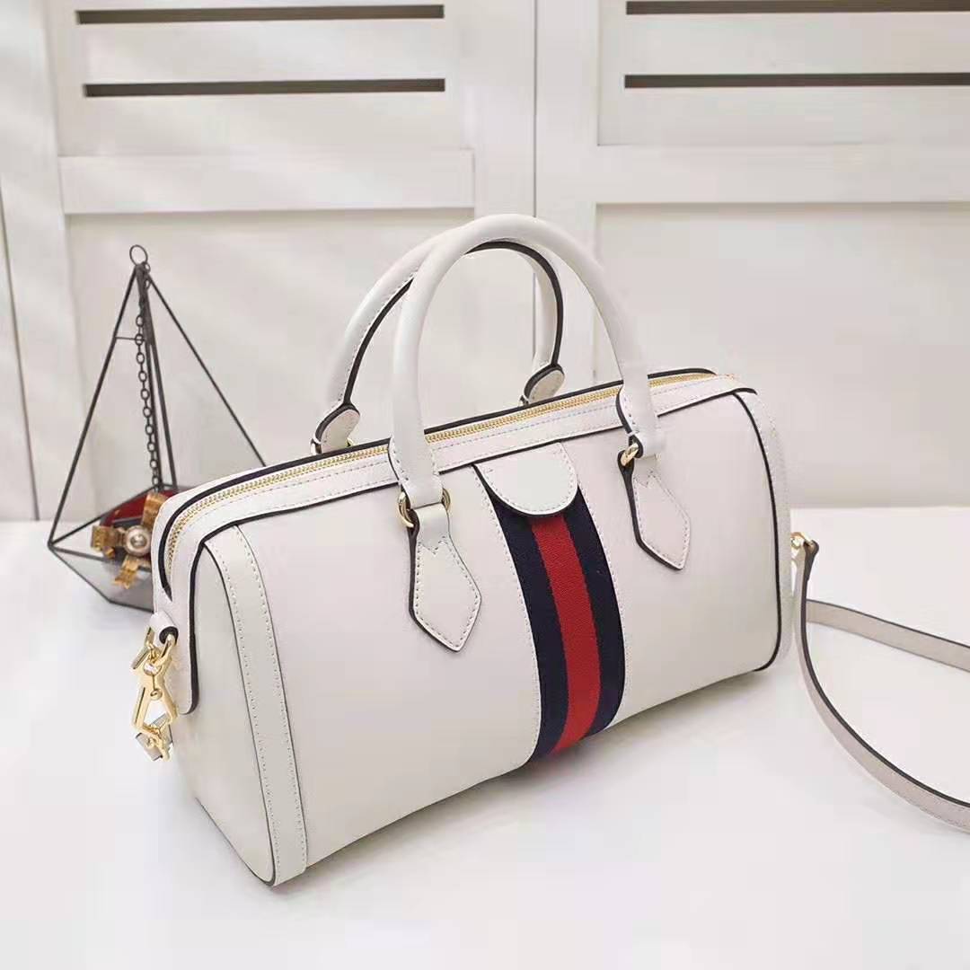 G*u*i gg women ophidia medium top handle bag in white leather