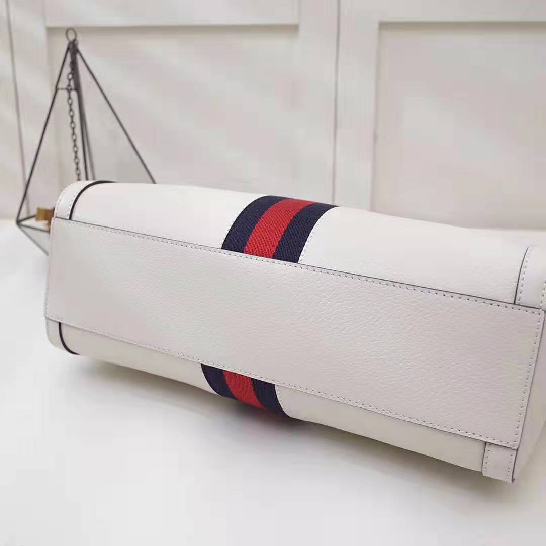 G*u*i gg women ophidia medium top handle bag in white leather