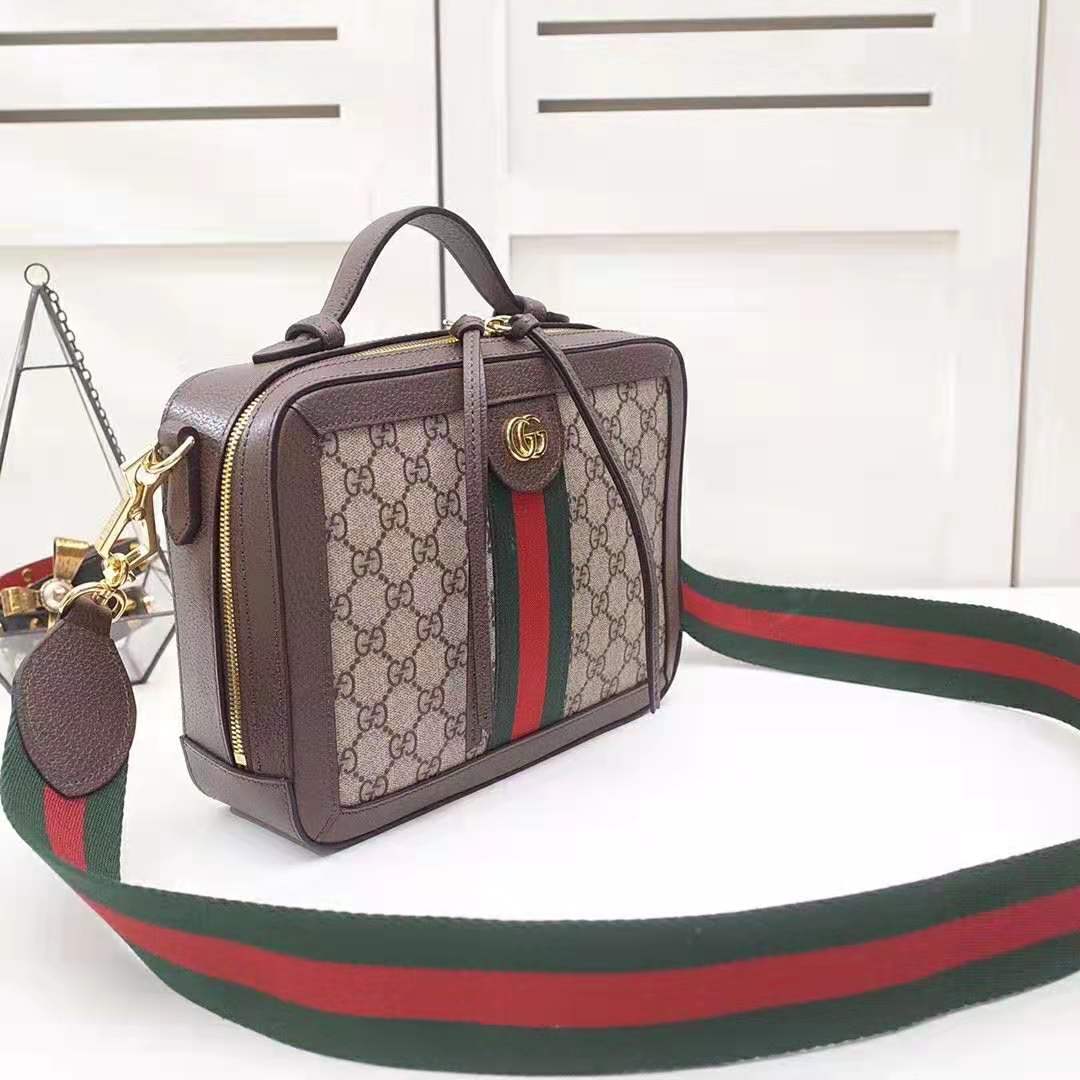 G*u*i gg women ophidia small gg shoulder bag in beige/ebony gg supreme canvas