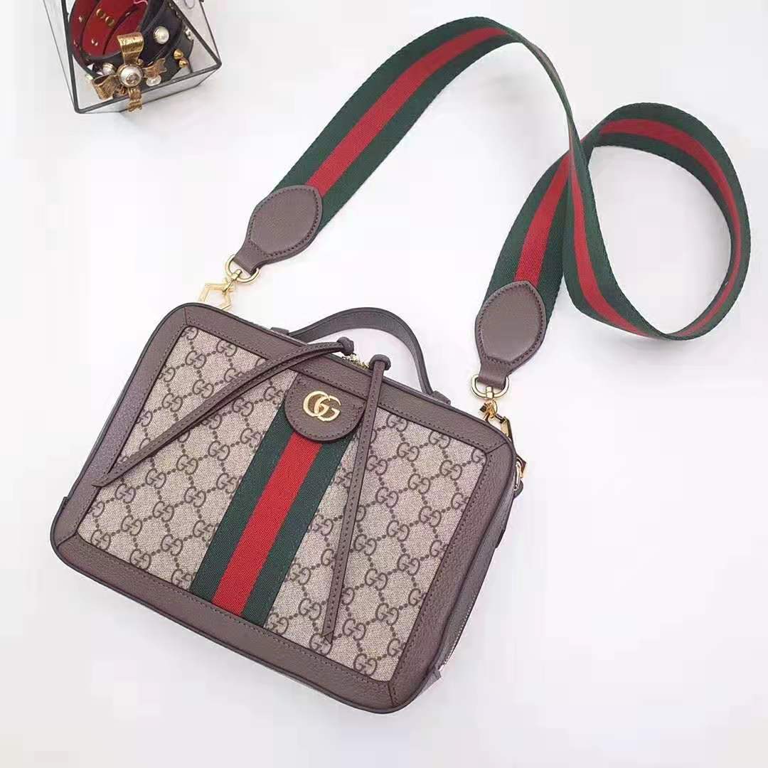 G*u*i gg women ophidia small gg shoulder bag in beige/ebony gg supreme canvas