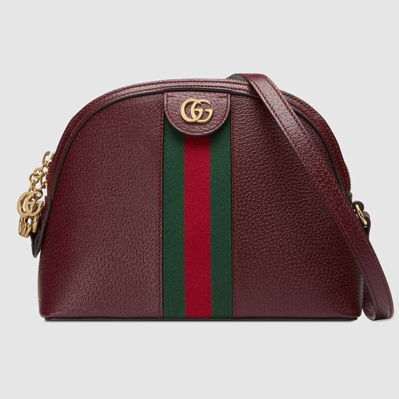 G*u*i gg women ophidia small shoulder bag in leather green and red web