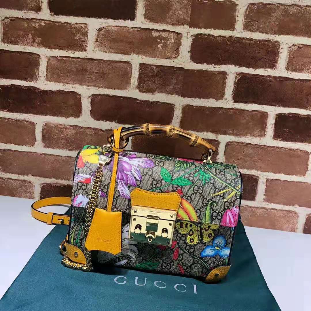 G*u*i gg women padlock gg flora small bamboo shoulder bag