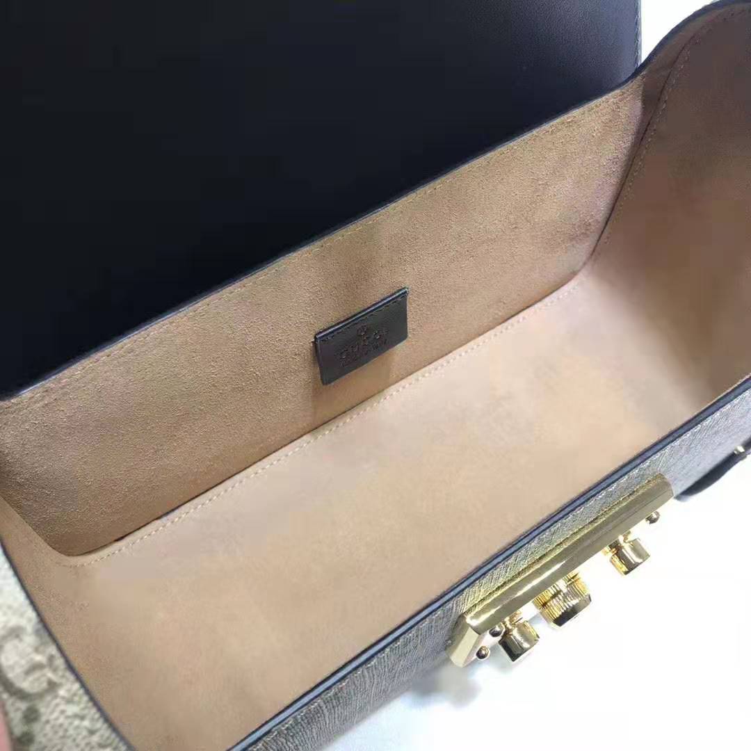 G*u*i gg women padlock gg small bamboo shoulder bag in beige/ebony gg supreme canvas