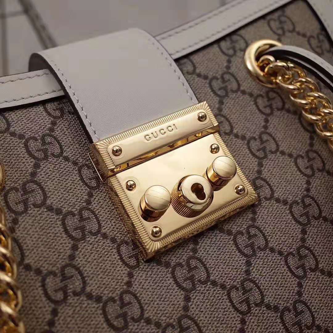 G*u*i gg women padlock gg small shoulder bag in beige/ebony gg supreme canvas