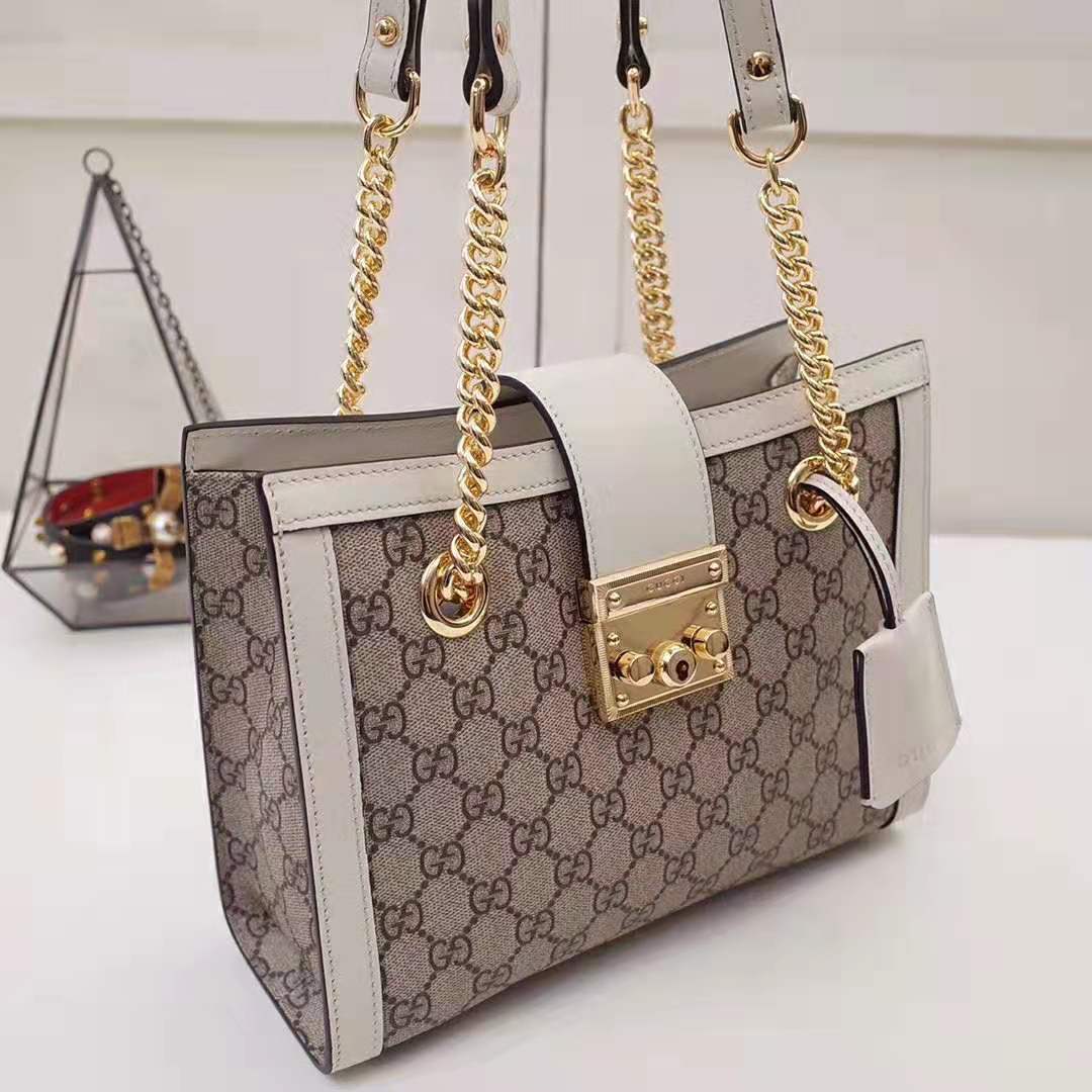 G*u*i gg women padlock gg small shoulder bag in beige/ebony gg supreme canvas