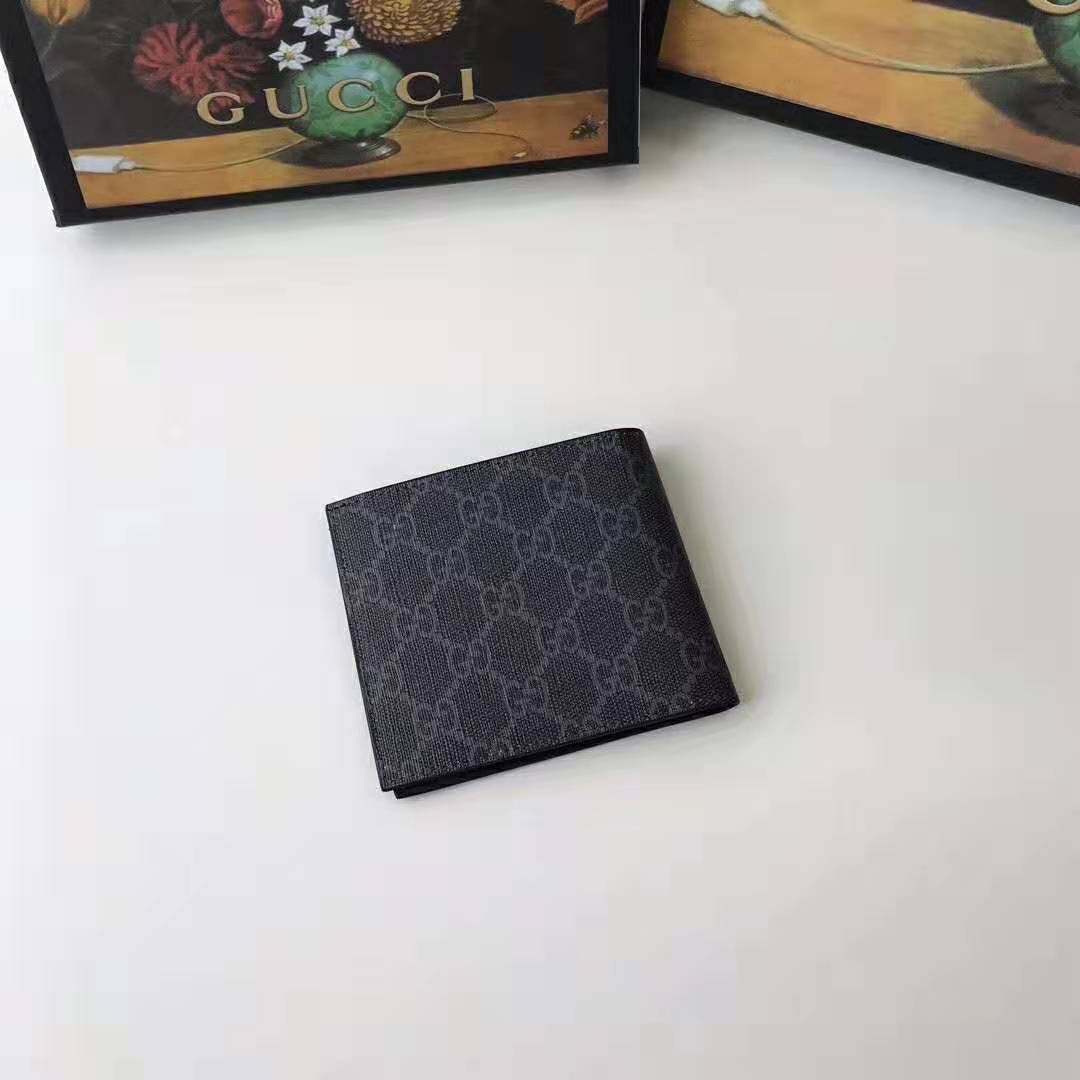 G*u*i gg men gg supreme wallet with wolf in black and grey gg supreme canvas