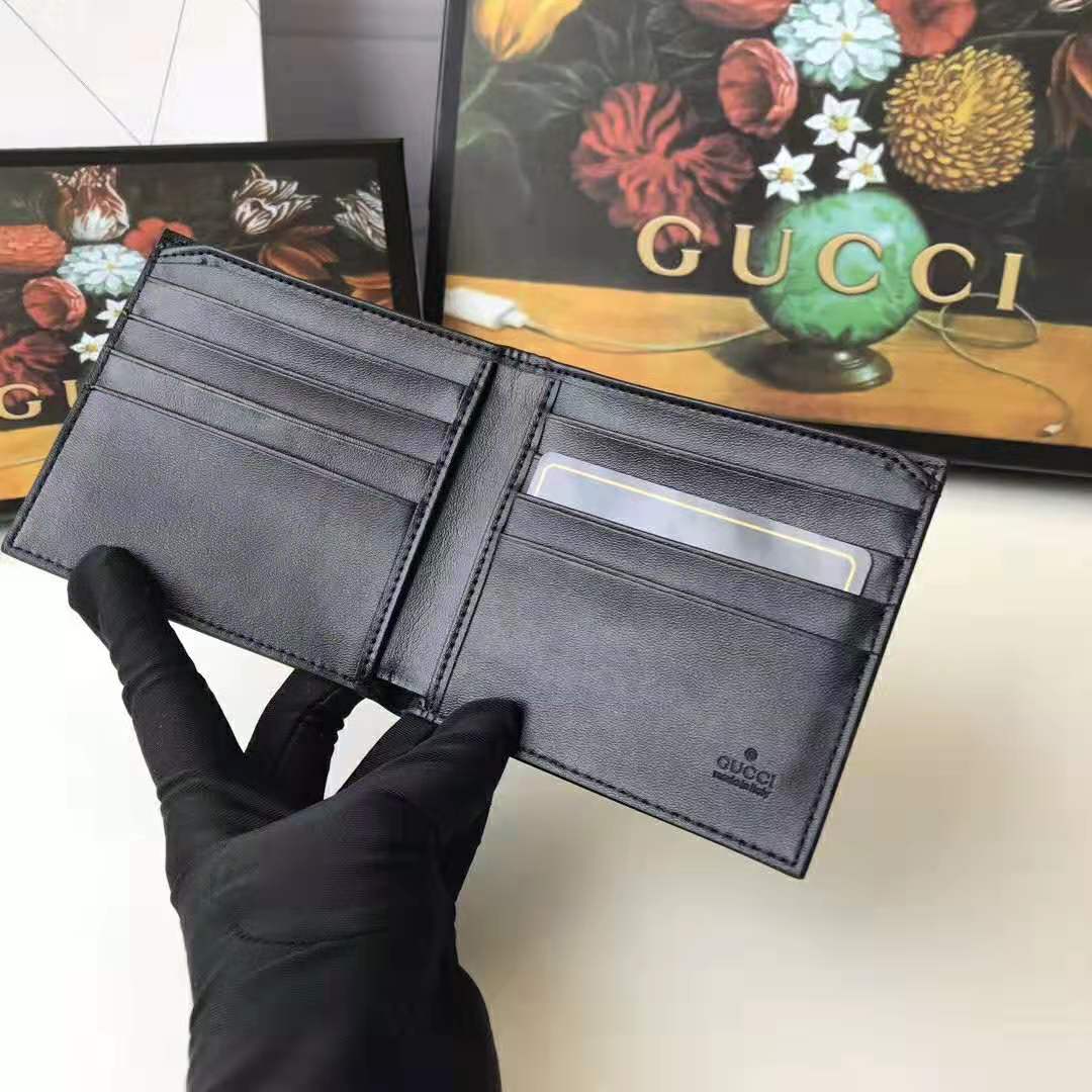 G*u*i gg men gg supreme wallet with wolf in black and grey gg supreme canvas