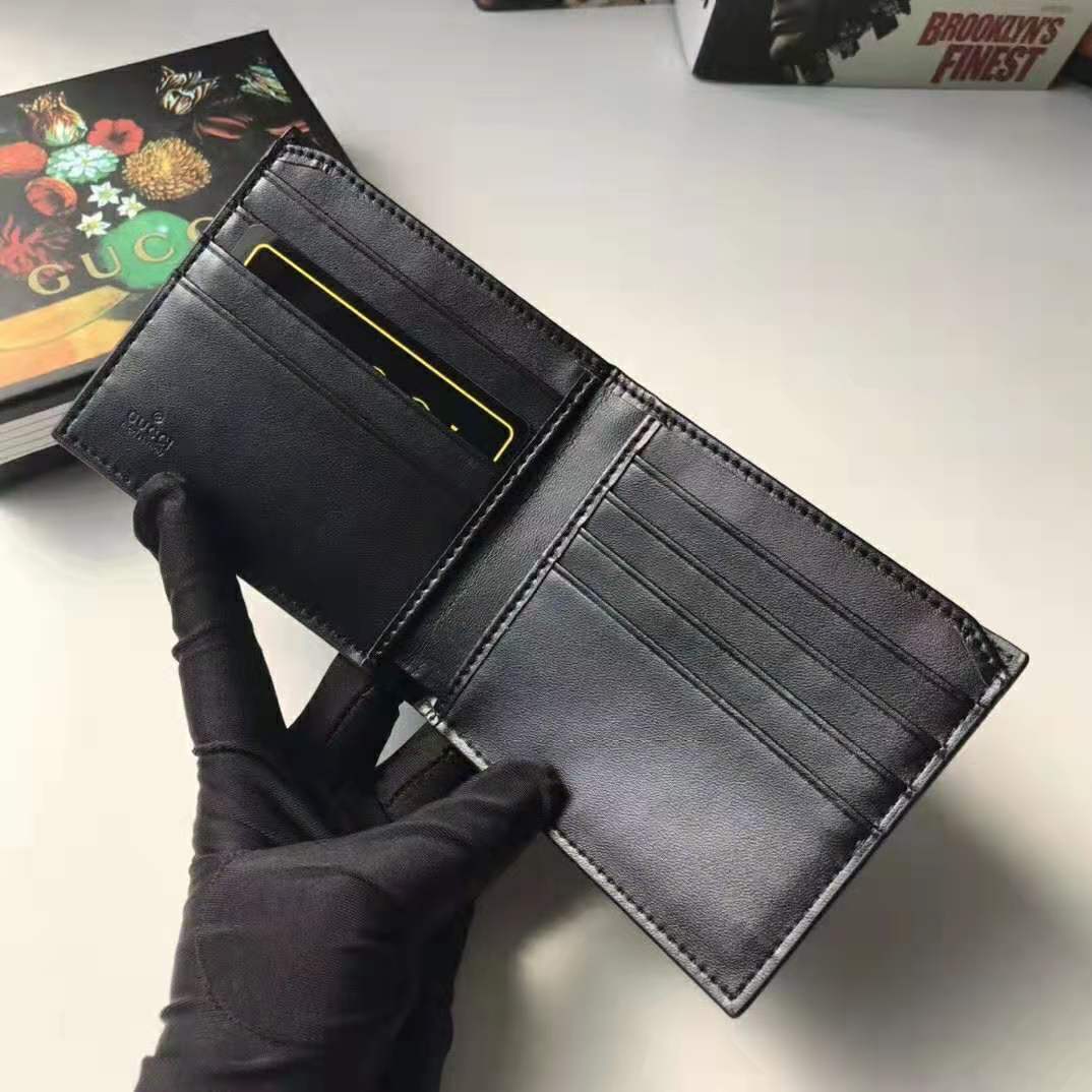 G*u*i gg men gg wallet with tiger print in black/grey gg supreme canvas
