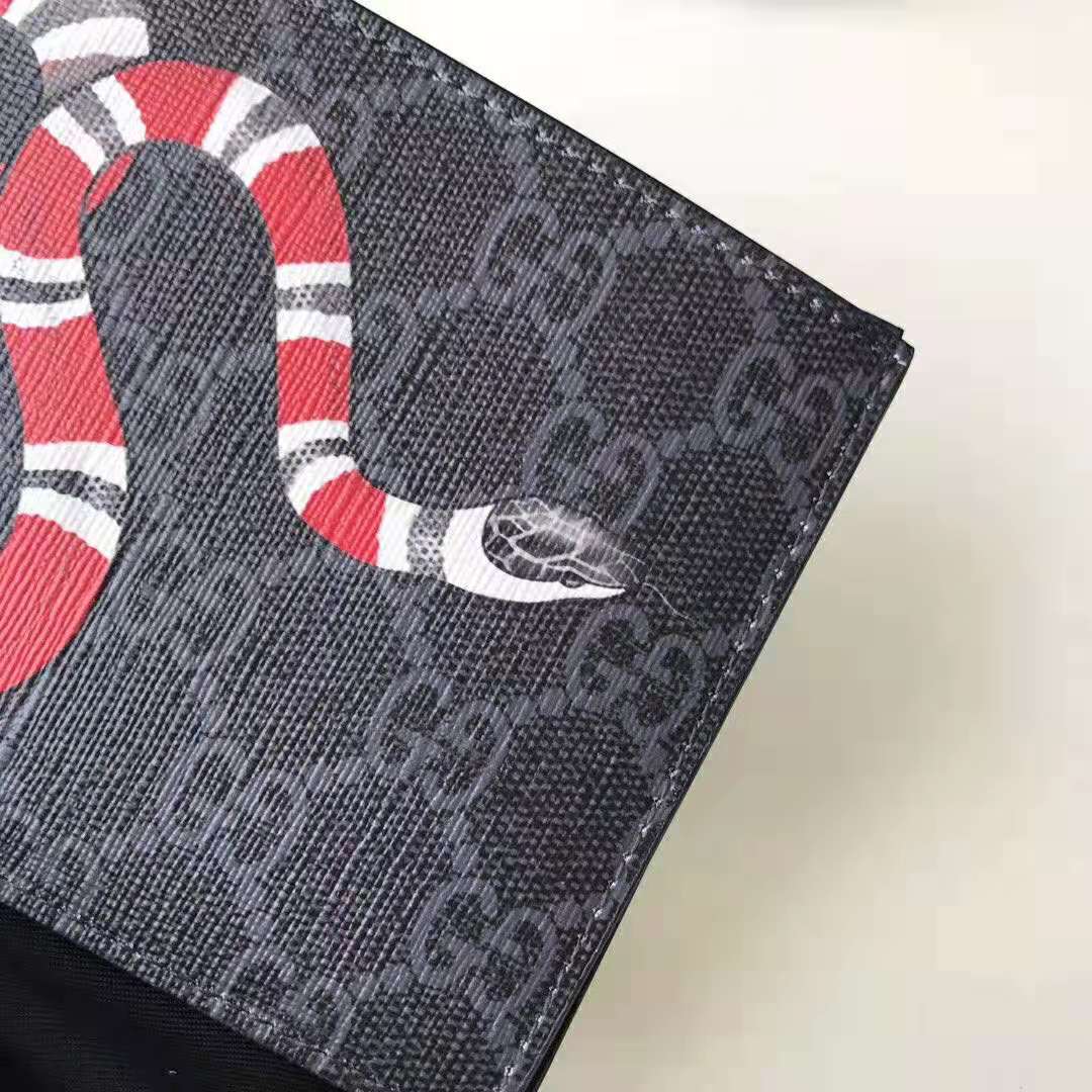 G*u*i gg men kingsnake print gg supreme wallet in black/grey gg supreme canvas