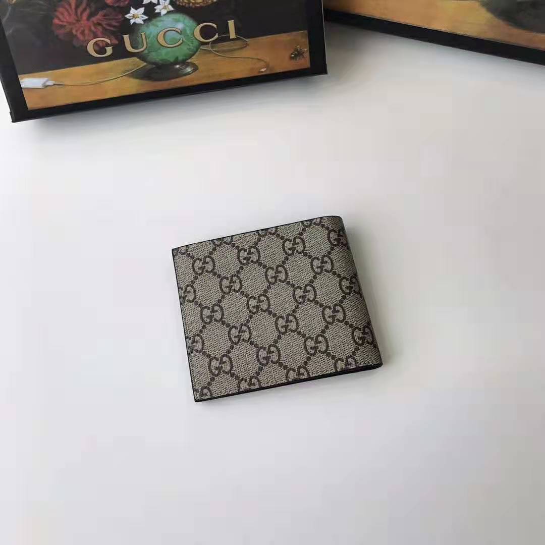 G*u*i gg men tiger print gg supreme wallet in beige/ebony gg supreme