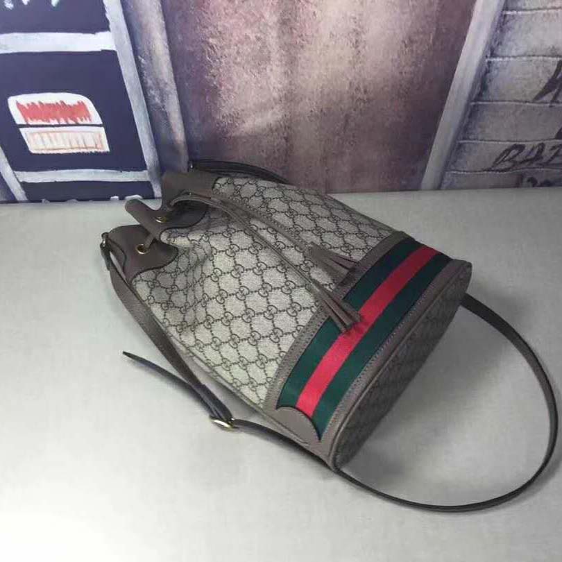 G*u*i gg women ophidia gg bucket bag in beige and ebony gg supreme canvas