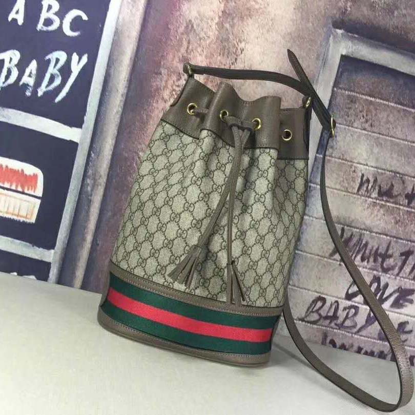 G*u*i gg women ophidia gg bucket bag in beige and ebony gg supreme canvas