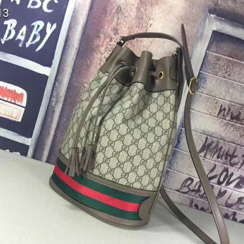 G*u*i gg women ophidia gg bucket bag in beige and ebony gg supreme canvas