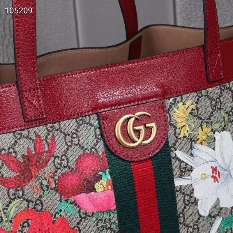 G*u*i gg women ophidia gg flora medium tote in beige/ebony gg supreme canvas